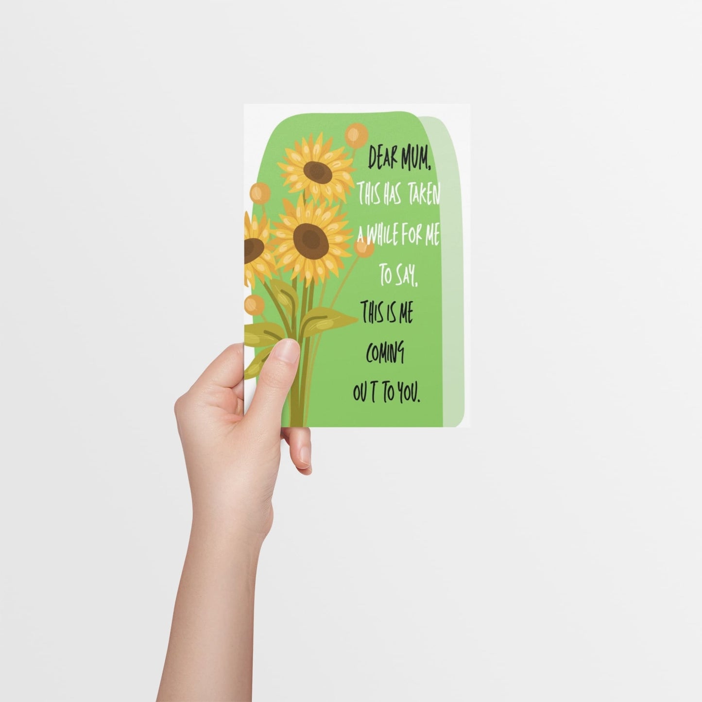 Coming Out LGBTQ Sunflower Mum Card - Queer Card Club -