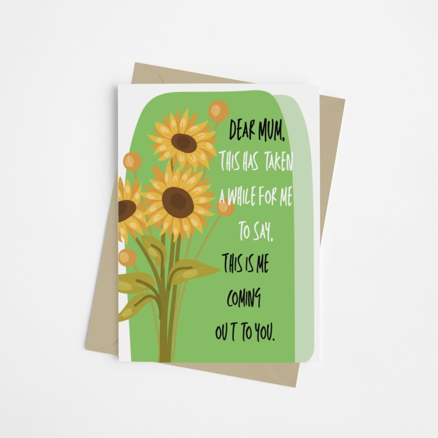 Coming Out LGBTQ Sunflower Mum Card - Queer Card Club -