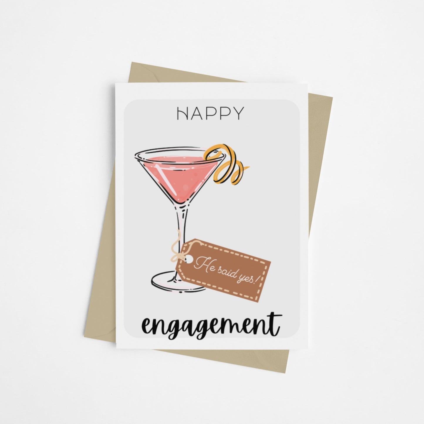 Gay Pink Drink Celebration Engagement Card - Queer Card Club -