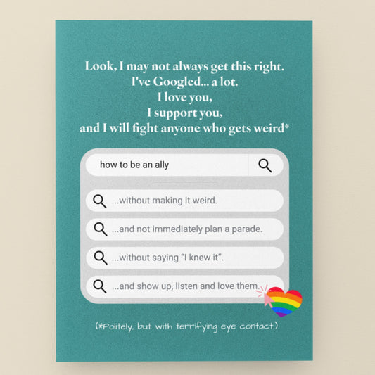 How To Be An Ally | LGBTQ+ Allyship Card - Queer Card Club -