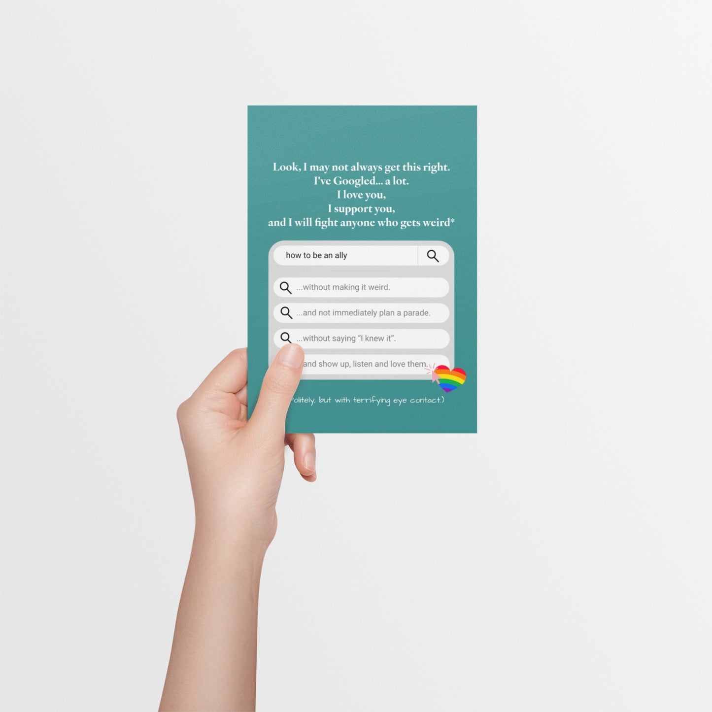 How To Be An Ally | LGBTQ+ Allyship Card - Queer Card Club -