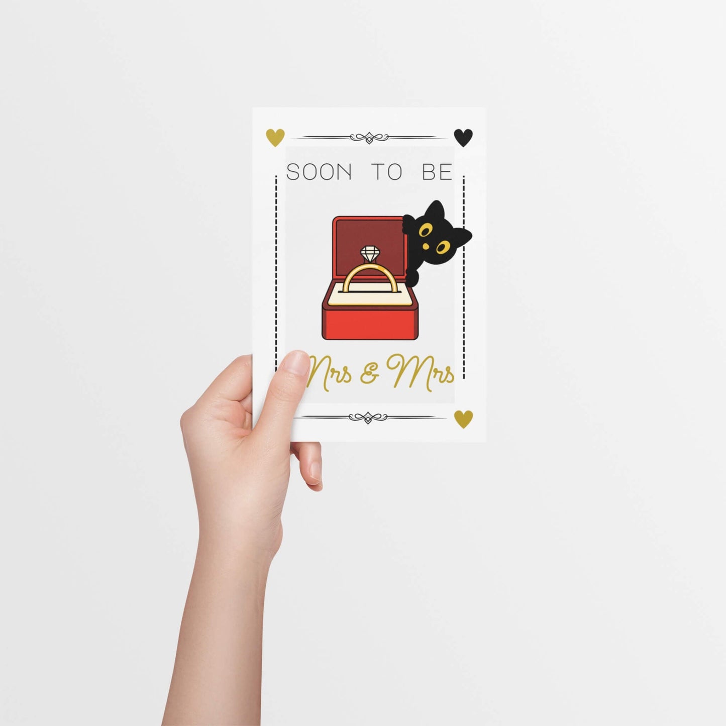 Lesbian Cute Black Cat Engagement Card - Queer Card Club -