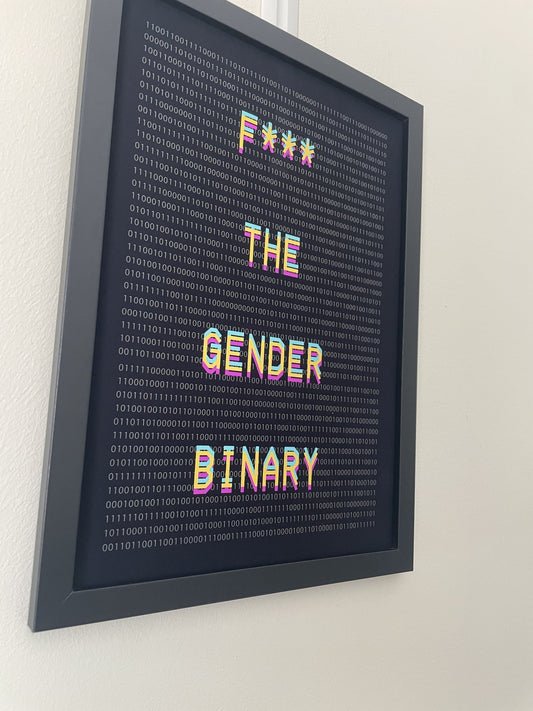 Nonbinary & Genderqueer Binary Code Wall Art Poster / Print - Queer Card Club - Queer Posters