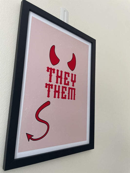 Nonbinary They Them Sassy Gothic Wall Art Print - Queer Card Club - Queer Posters