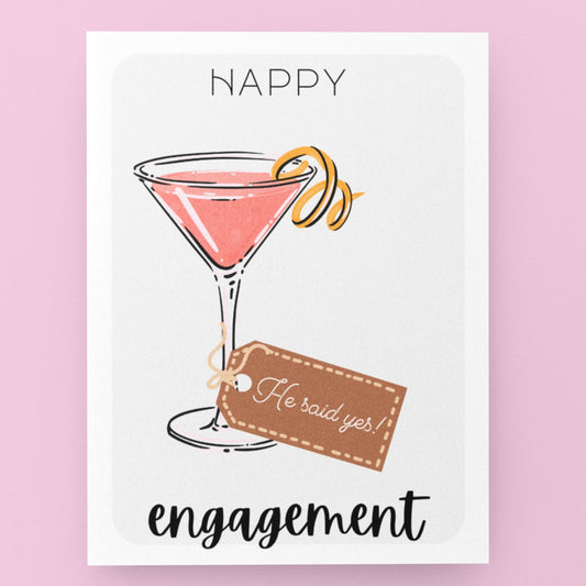 Gay Pink Drink Celebration Engagement Card - Queer Card Club - 