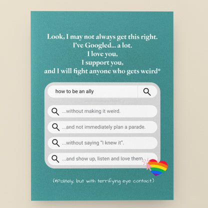How To Be An Ally | LGBTQ+ Allyship Card - Queer Card Club - 