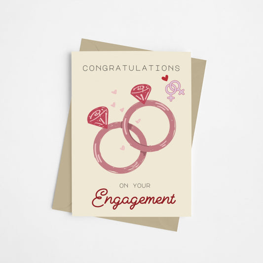 Lesbian Sapphic Engagement Card - Queer Card Club - 
