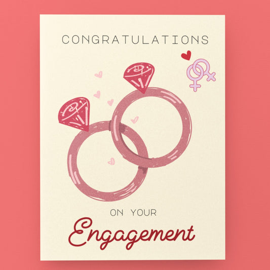 Lesbian Sapphic Engagement Card - Queer Card Club - 