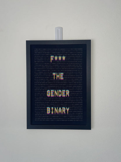 Nonbinary & Genderqueer Binary Code Wall Art Poster / Print - Queer Card Club - Queer Posters