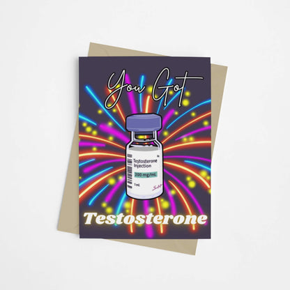 Testosterone (T) Transgender Congratulations Card - Queer Card Club - 